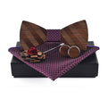 Wooden Bow Tie Set for Men Classic Bow Tie Kerchief and Cufflink Design Set High-end and Elegant Bow Tie Set