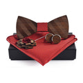 Wooden Bow Tie Set for Men Classic Bow Tie Kerchief and Cufflink Design Set High-end and Elegant Bow Tie Set
