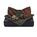 Wooden Bow Tie Set for Men Classic Bow Tie Kerchief and Cufflink Design Set High-end and Elegant Bow Tie Set