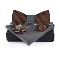 Wooden Bow Tie Set for Men Classic Bow Tie Kerchief and Cufflink Design Set High-end and Elegant Bow Tie Set
