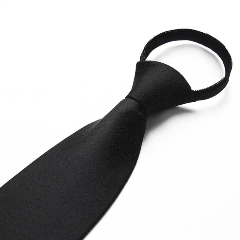 1Pcs Black Clip On Tie Security Tie Doorman Steward Matte Black Funeral Tie