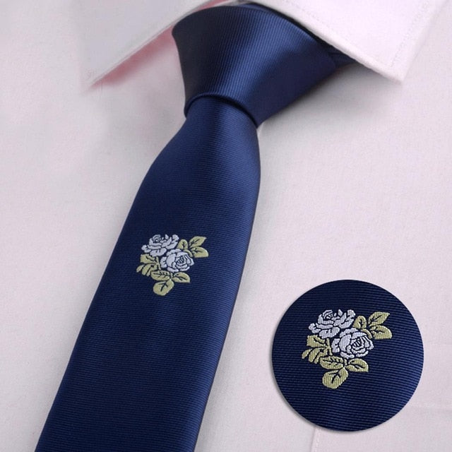 New Men Fashion Business Charm Embroidery-pattern Necktie Clover, dandelion, rose Party, for Wedding Party